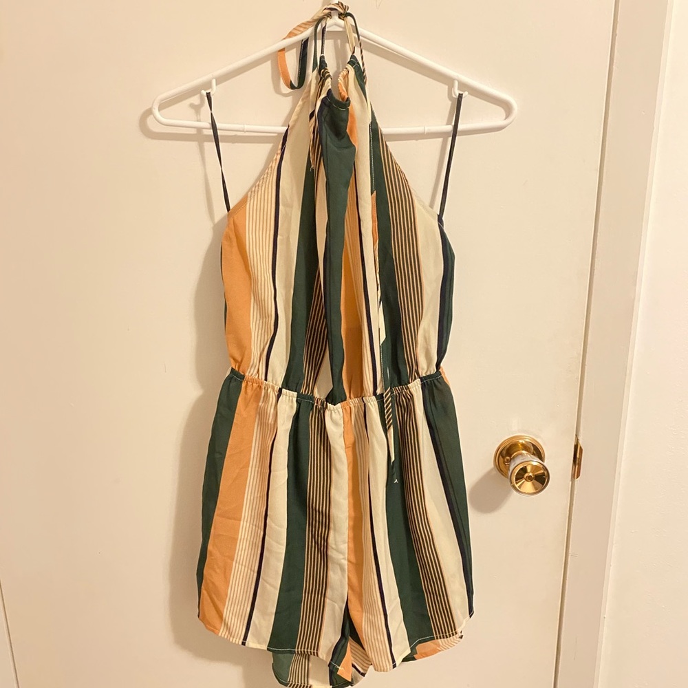 Striped Halter Neck Romper